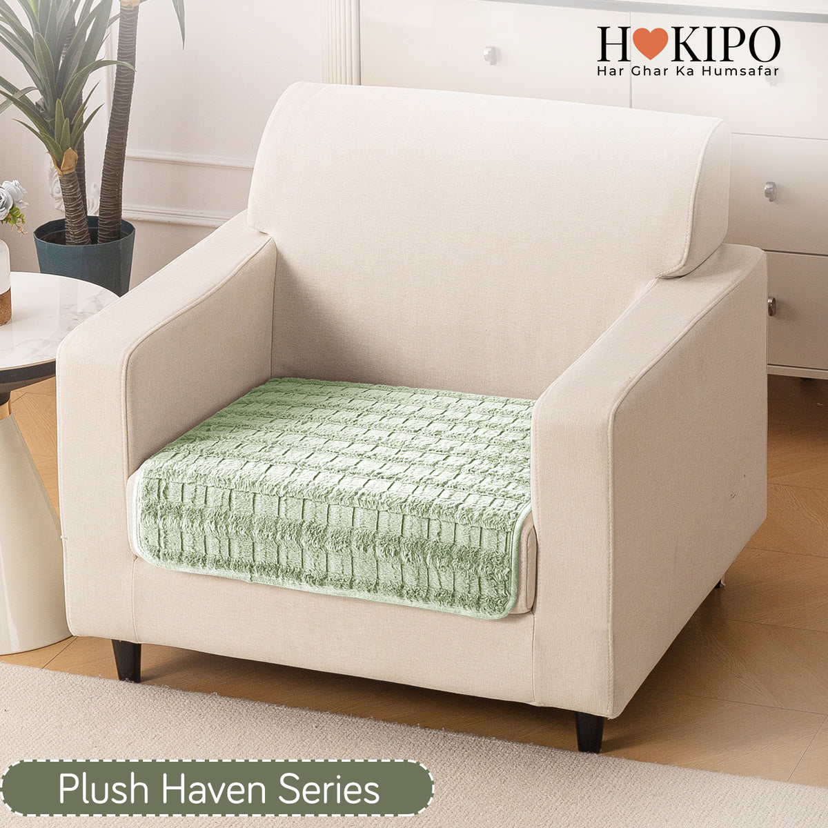 'Plush Haven' Premium Anti Slip Sofa Cover Mat, Pastel Green