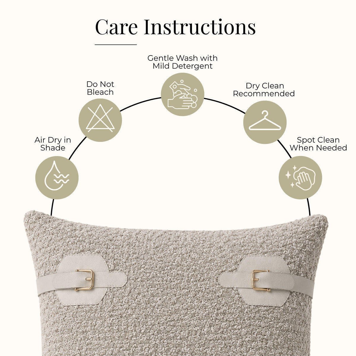 HOKIPO Boucle Cushion Cover 16x16 Inch for Sofa, Beige