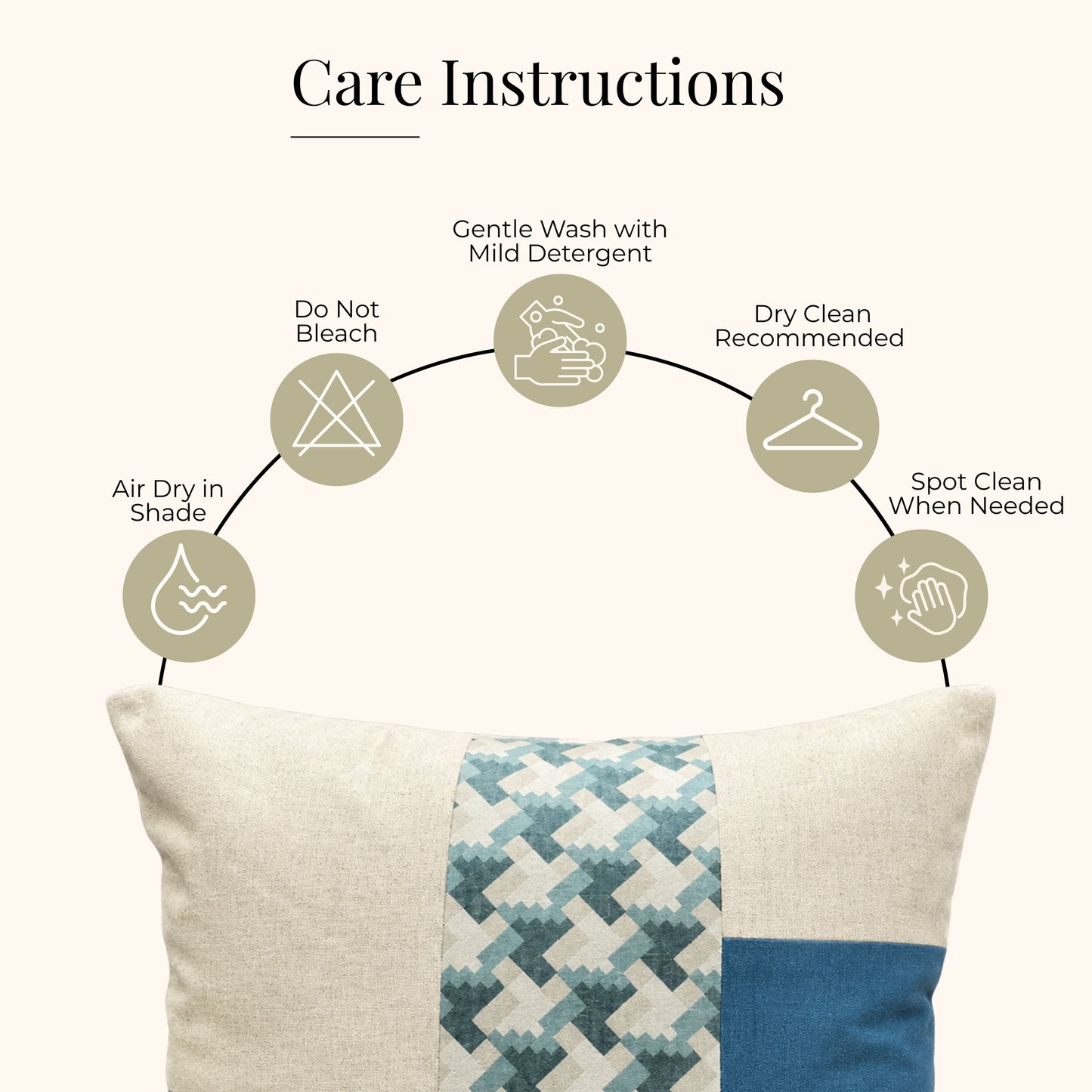 HOKIPO Color Block Geometric Cushion Cover | 16x16 Inch | Modern Throw Pillow Cover, Blue and Ivory