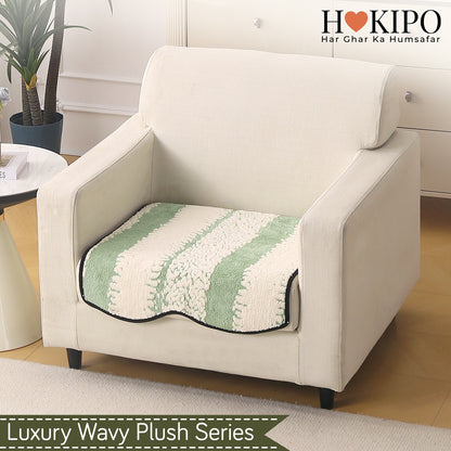 Luxury Wavy Plush Anti-Slip Sofa Cover Mats - Pistachio Green