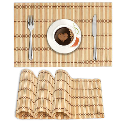 Reversible Bamboo Placemats Set of 4 Table Mats for Dining Table, 45x30 cm