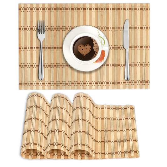 Reversible Bamboo Placemats Set of 4 Table Mats for Dining Table, 45x30 cm