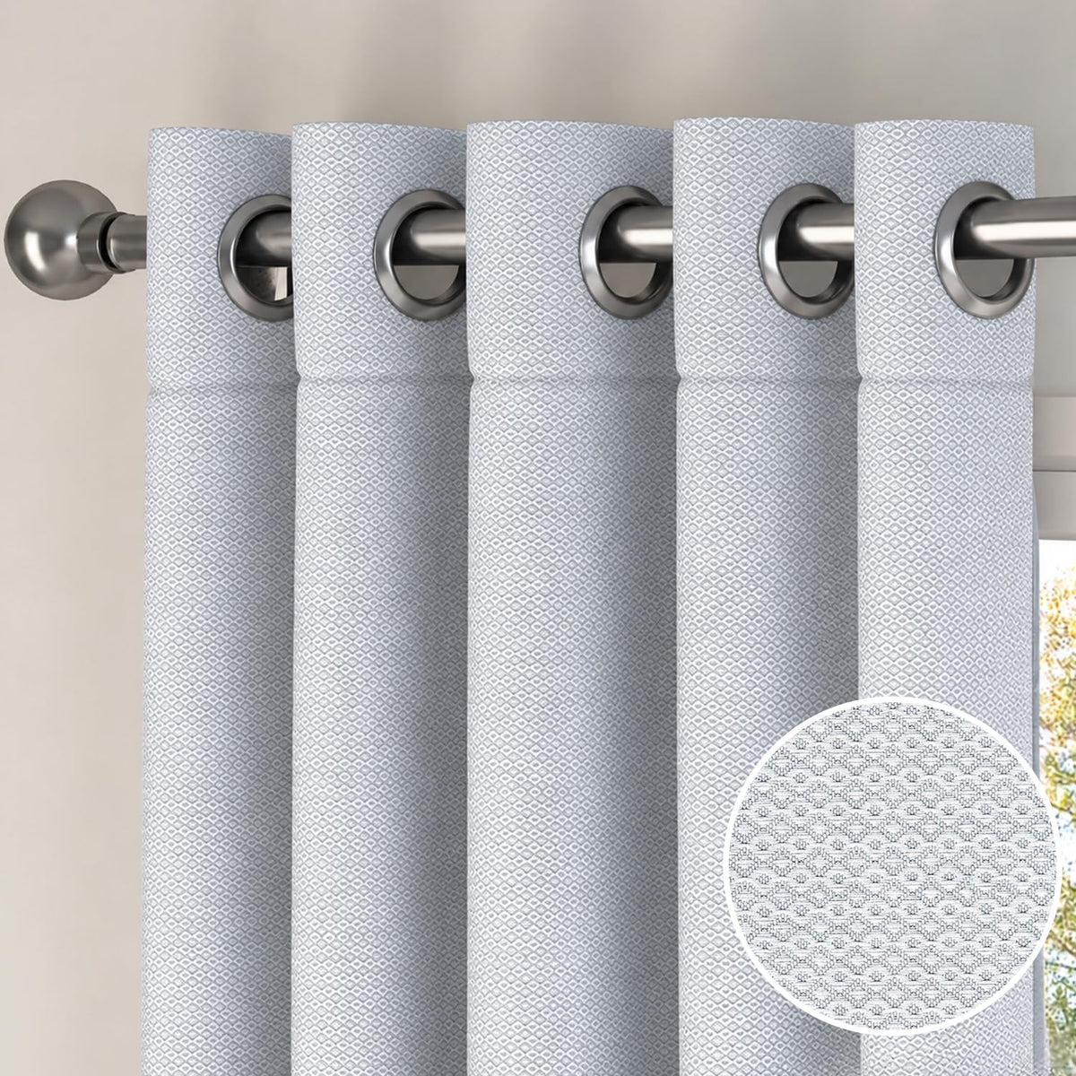 HOKIPO Horizon Dimout Eyelet Curtains, 7 Feet Long - Mist Grey - image 7
