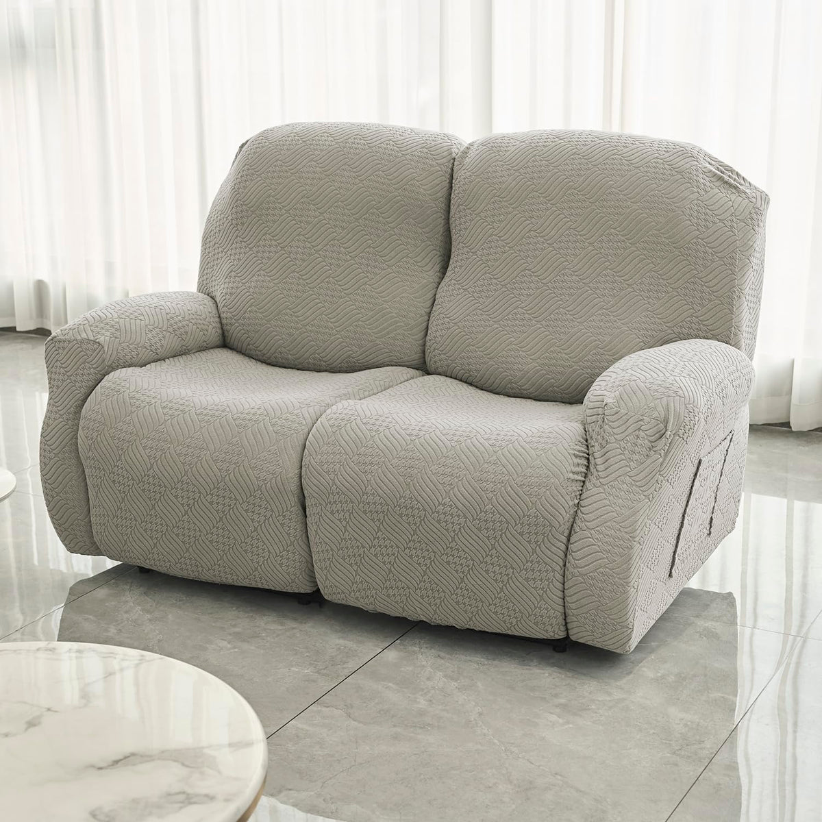 Buy Taupe Brown Colour Jacquard Two Seater Recliner Sofa Cover