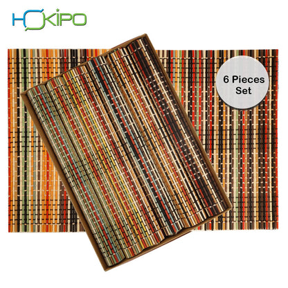 Heat Resistant Wooden Placemats Set of 6 Dining Table Mats, 45x30 cm, Multicolor