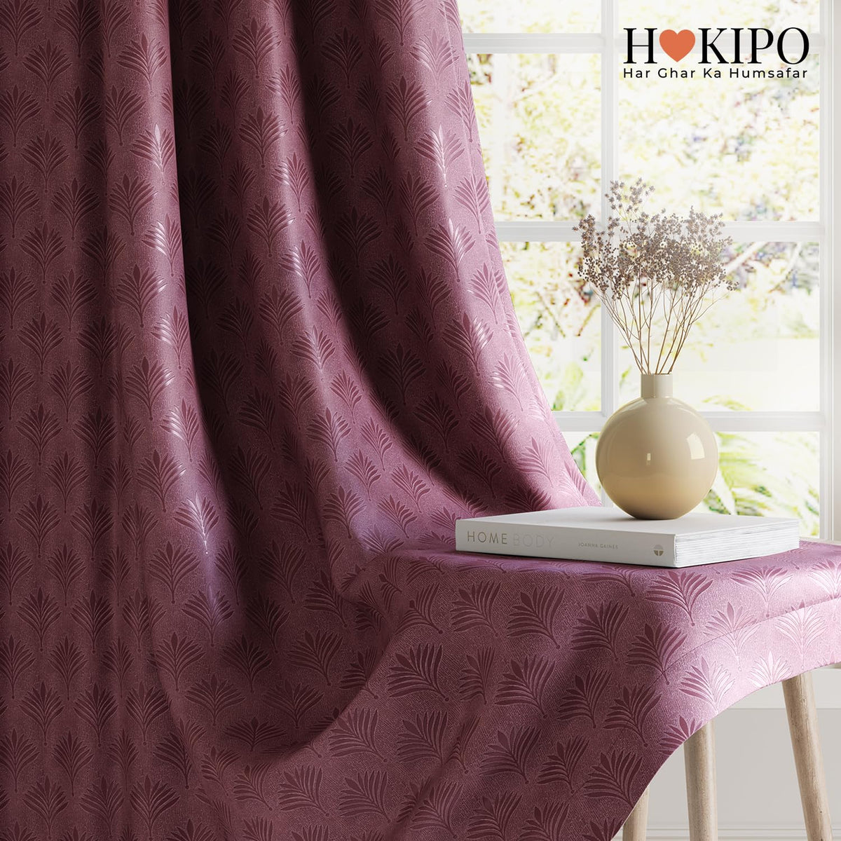 HOKIPO Palmea True Blackout Curtains, 7 Feet Long - Onion Pink - image 7