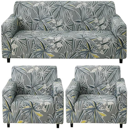 Frost Grey Marginata Printed Stretchable Sofa Cover