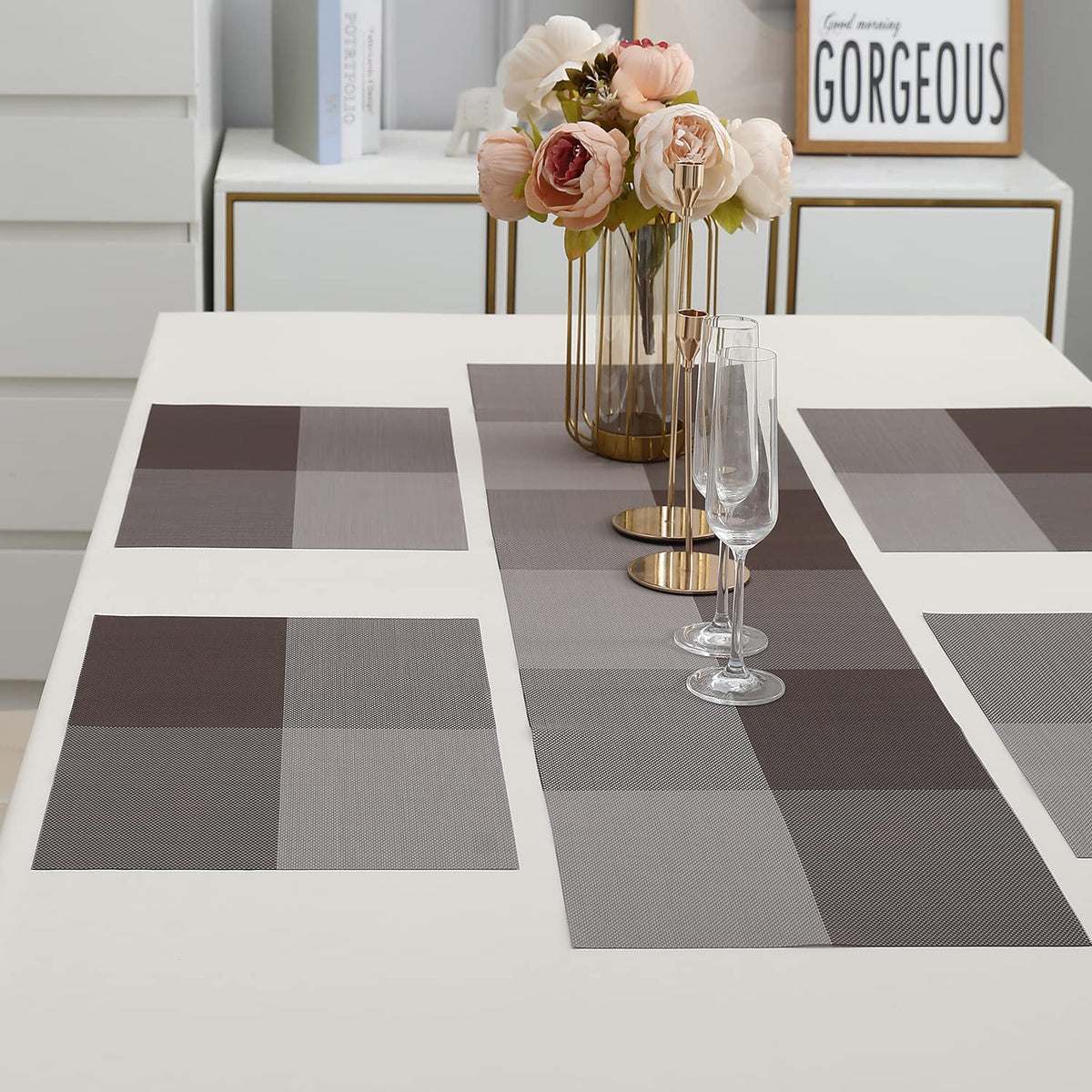 PVC Dining Table Mats, Brown
