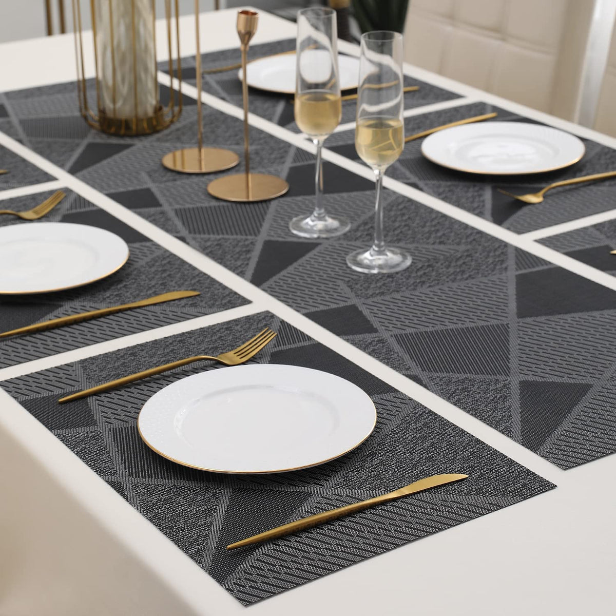 PVC Dining Table Mats, Abstract Black