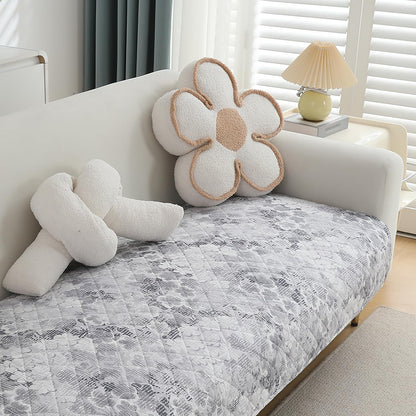 Quilted, Waterproof and Anti-Slip Sofa Cover Mat, Abstract Pale Grey