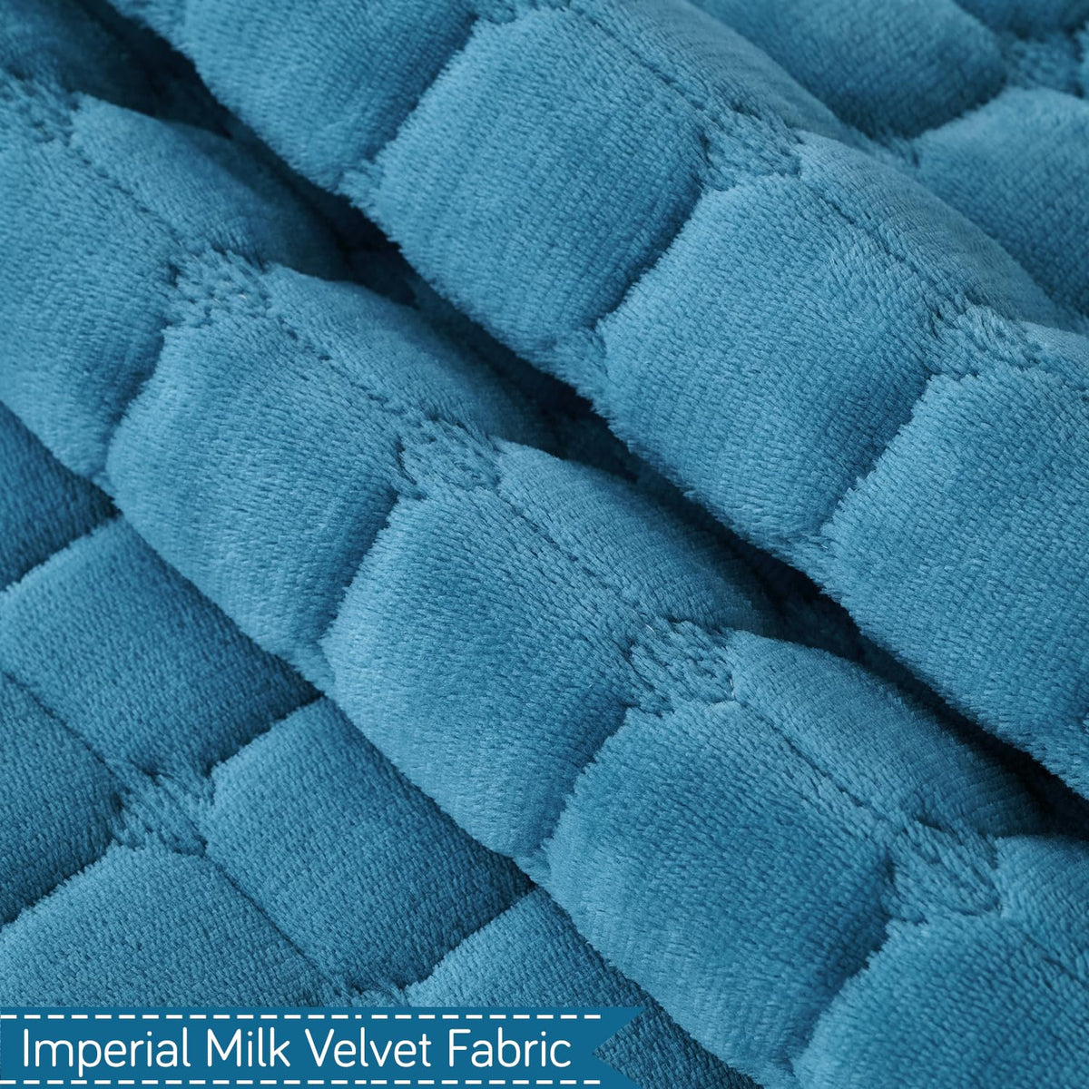 BelleLace Series Imperial Milk Velvet Sofa Cover Mat with Lace Design - Celdaon Blue