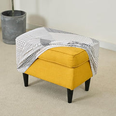 Stretchable 140 GSM Footstool Cover, Snow White Black Geometry