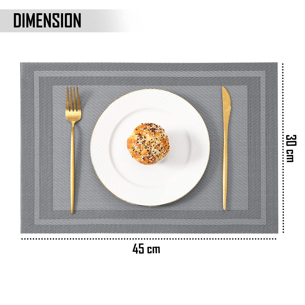 PVC Dining Table Mats, Grey