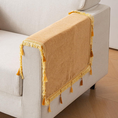 Serenity Tassel Chenille Sofa Cover with Tassel – Sunlit Amber