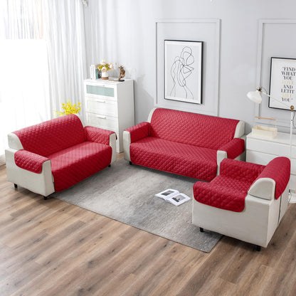 UrbanQuilt Quilted Polyester Sofa Cover Mat Pet Friendly, Scarlet Red