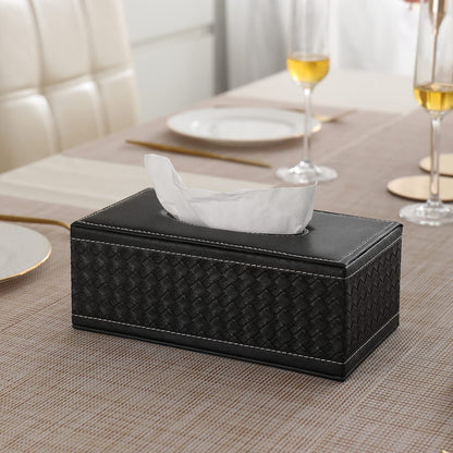 Buy premium black leatherette tissue holder online | HOKIPO