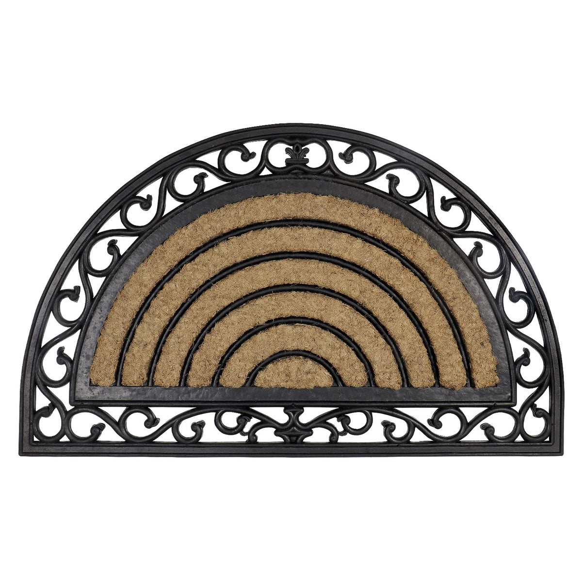 Outdoor Rubber Coir Grill Doormat, Semi-Circle, 45x75 cm