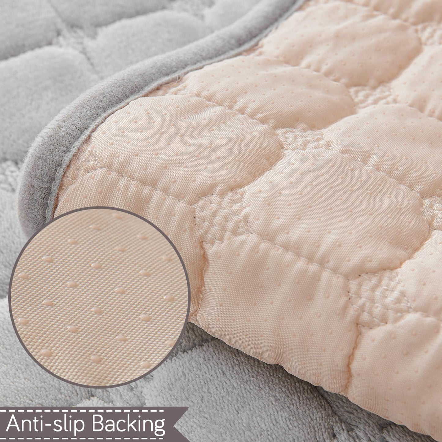 BelleLace Series Imperial Milk Velvet Sofa Cover Mat with Lace Design - Cloud Grey