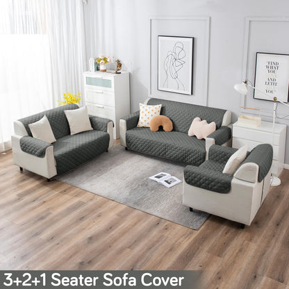 UrbanQuilt Quilted Polyester Sofa Cover Mat Pet Friendly, Anchor Grey
