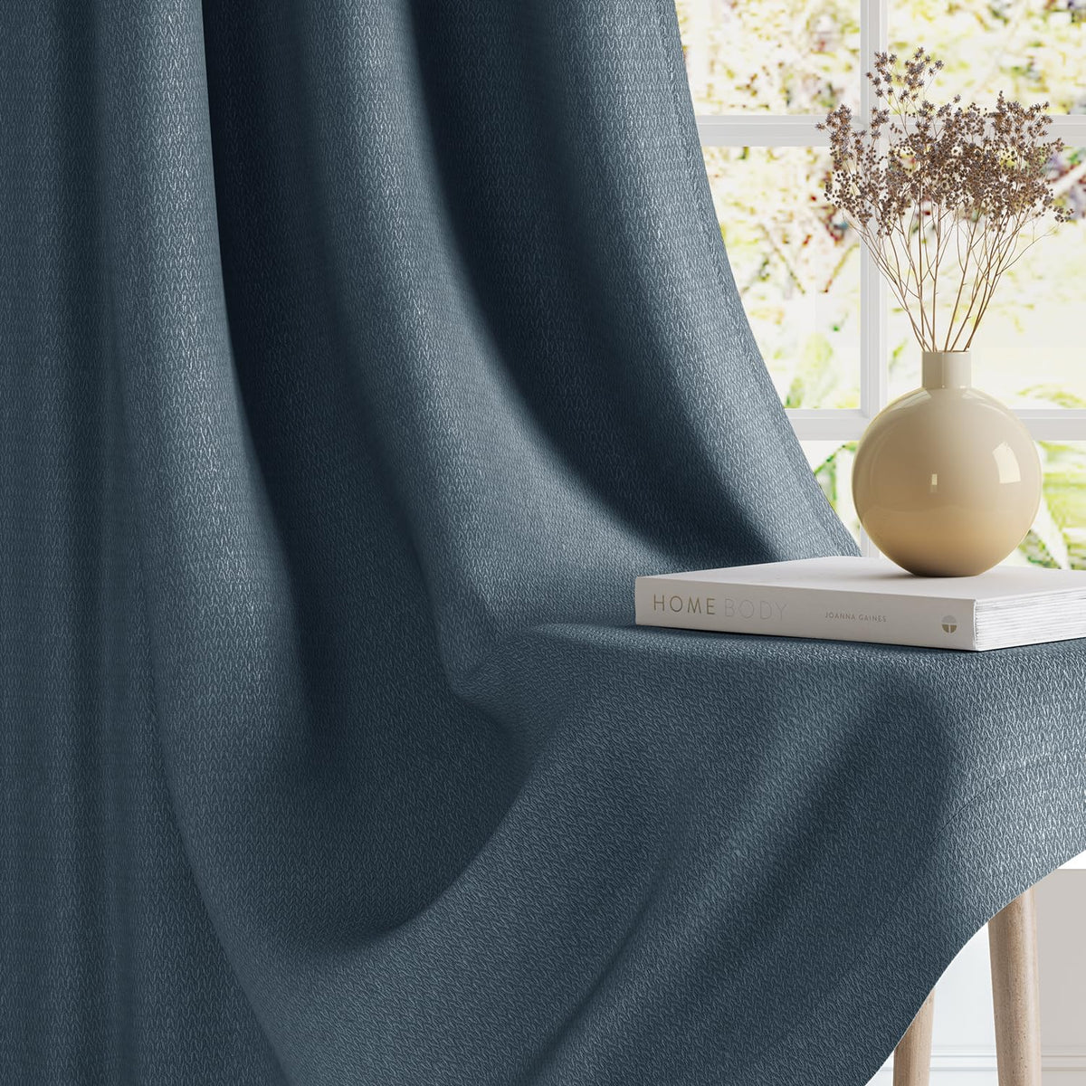 HOKIPO Atmosphere Dimout Curtains, 7 Feet Long - Midnight Blue