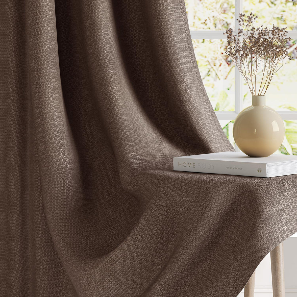 HOKIPO Atmosphere Dimout Curtains, 7 Feet Long - Mocha Brown