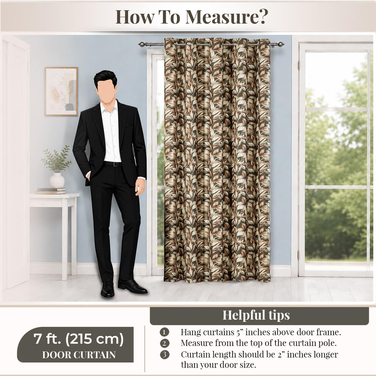 HOKIPO Shade Garden Curtains, 7 Feet Long - Silver Leaf Mocha Brown - image 8