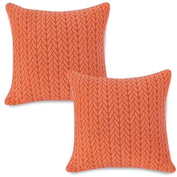 Premium Orange Colour Grid Texture Jacquard Cushion Cover | 18x18 Inch Size