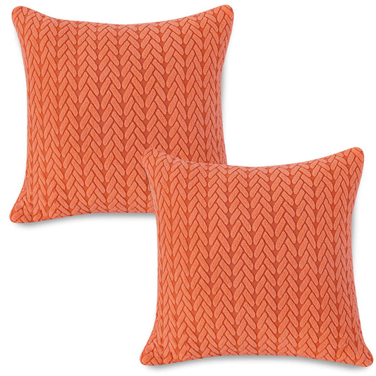Jacquard Pack of 2 Sofa Cushion Cover 18x18 inch, Orange