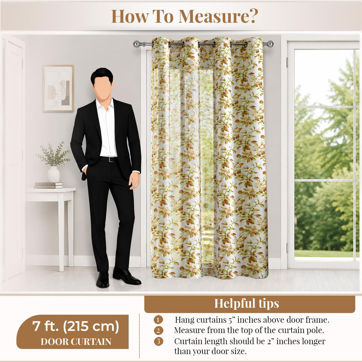 HOKIPO Petal Mist Sheer Eyelet Curtains, 7 Feet Long - Ivory Blossoms - image 7