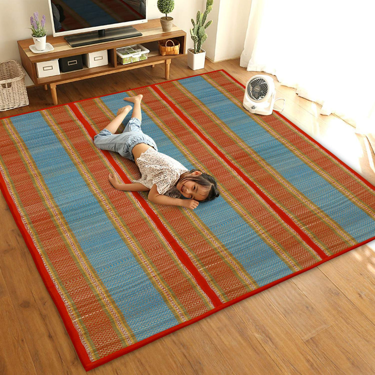 Large foldable red chatai bed – durable and portable | HOKIPO