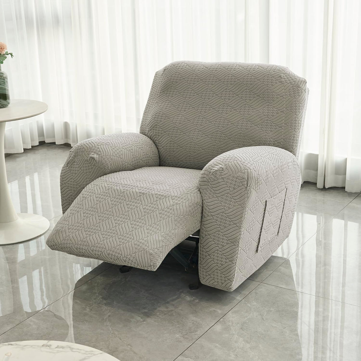 Buy Taupe Brown Colour Jacquard Recliner Sofa Cover -  HOKIPO | Har Ghar ka Humsafar