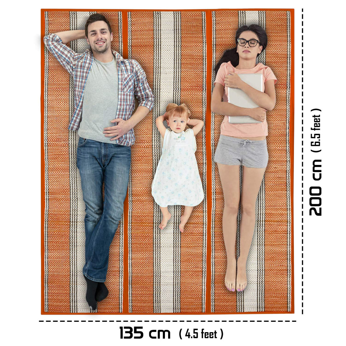 Eco-friendly orange sleeping chattai floor mat | HOKIPO