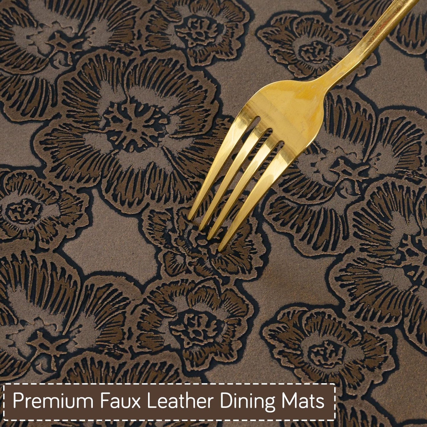 Florista Blush Royal Luxe Faux Leather Mats for Dining Table - Irish Coffee