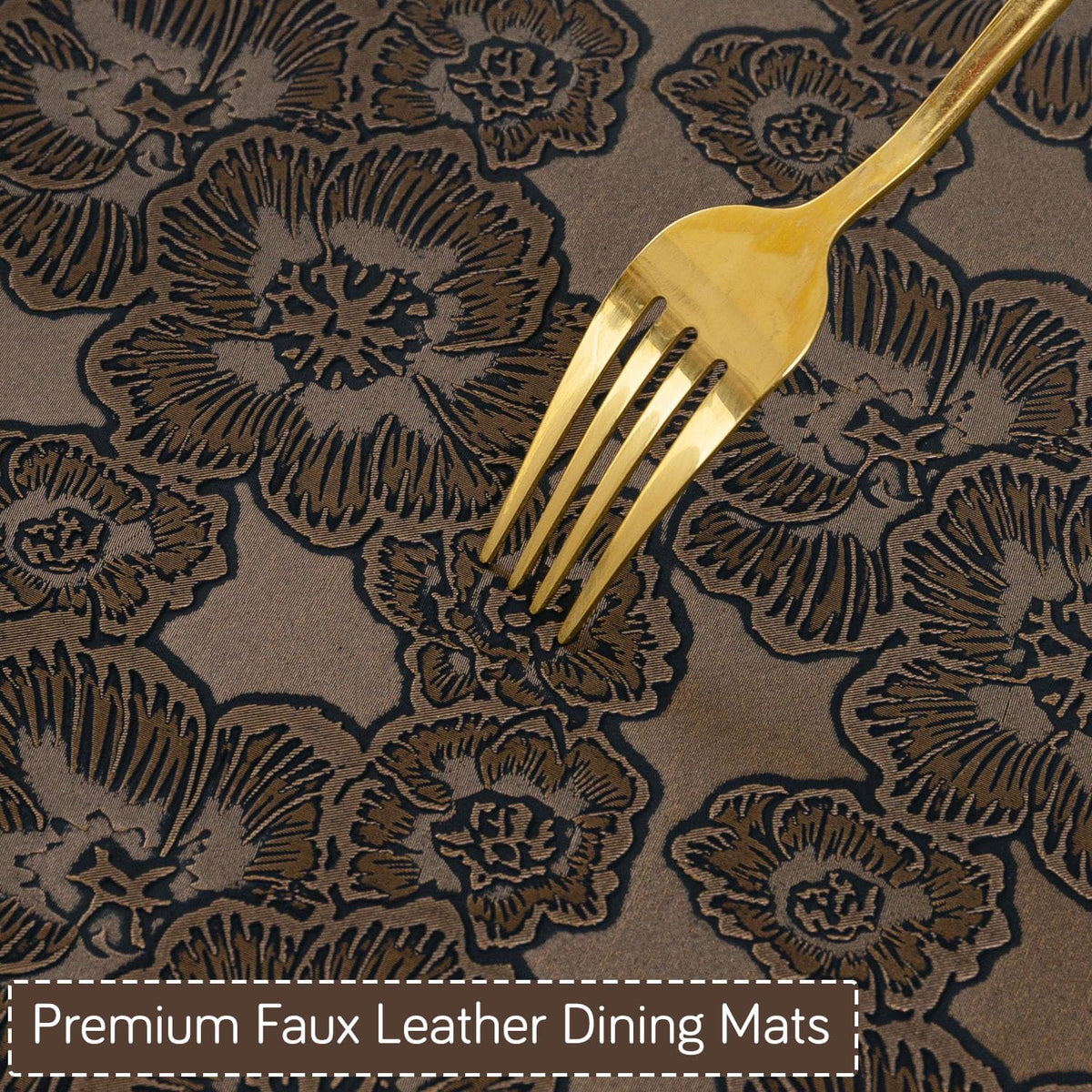 Florista Blush Royal Luxe Faux Leather Mats for Dining Table - Irish Coffee
