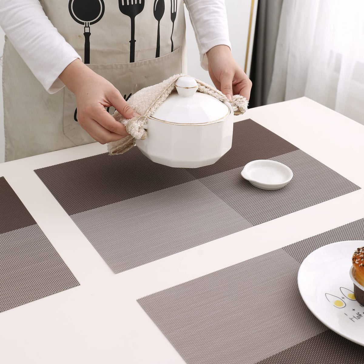 PVC Dining Table Mats, Brown