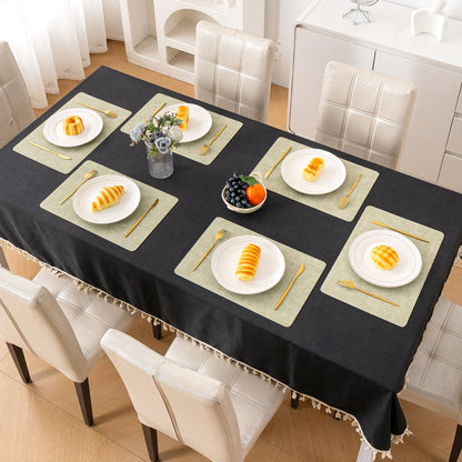 Modern Weaves Royal Luxe Faux Leather Mats for Dining Table - Pristine Green