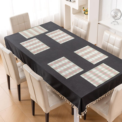 Classic Checks PVC Washable Mats for Dining Table - Mint Green