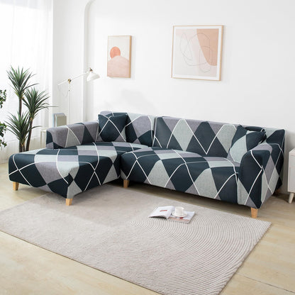 HOKIPO Stretchable Pack of 2 Cushion Cover 16x16, Blue Rhombus
