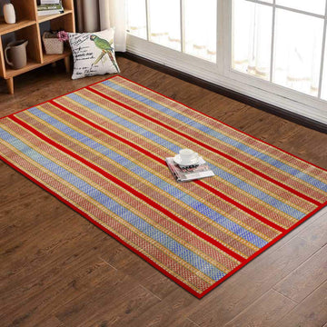 Eco-friendly red Madurkathi chatai mat for floor sleeping | HOKIPO