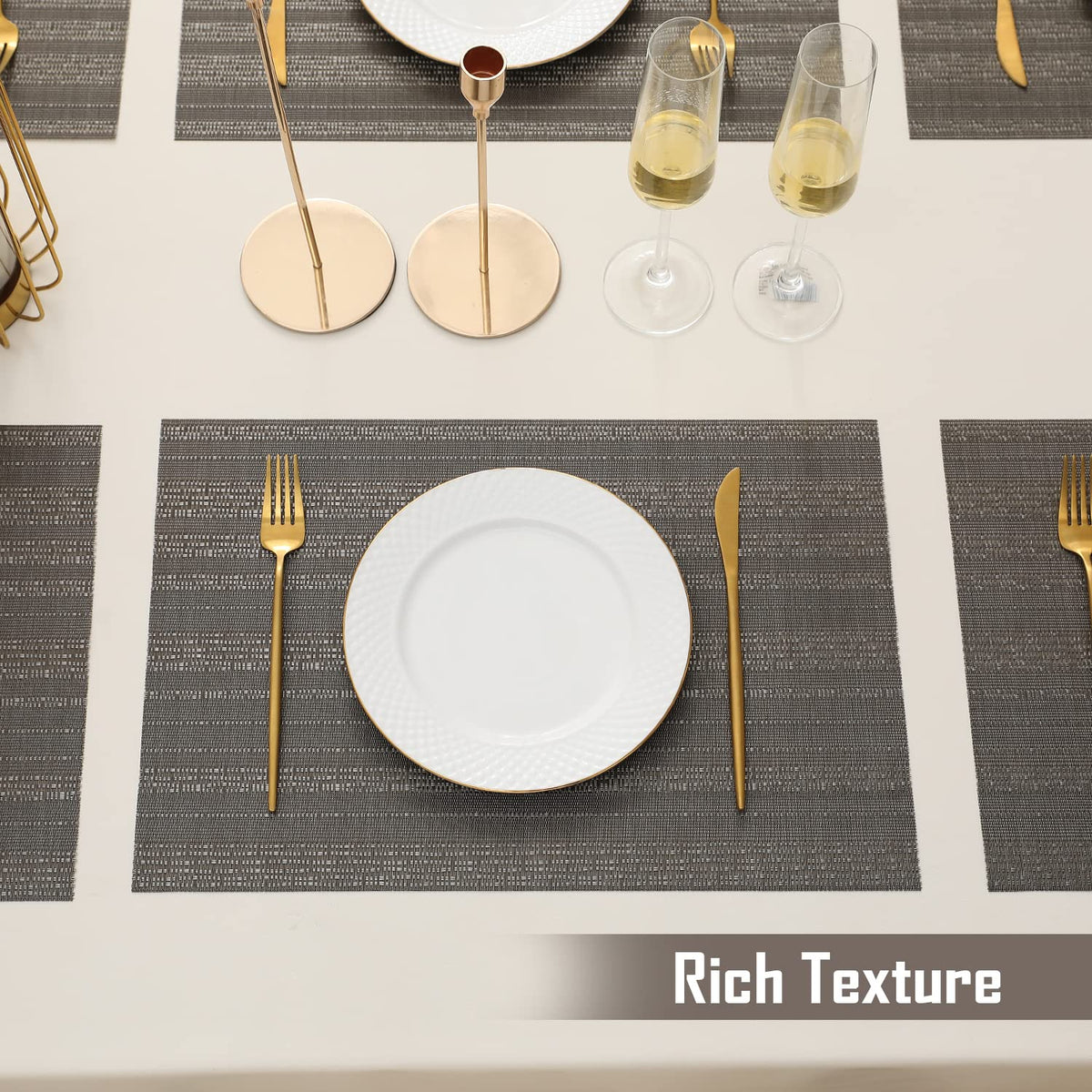 PVC Dining Table Mats, Shadow Grey