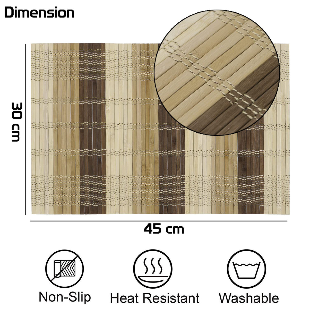 Buy Multicolor bamboo 45x30 cm table mats | Hokipo