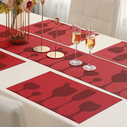 PVC Dining Table Mats, Cherry Red