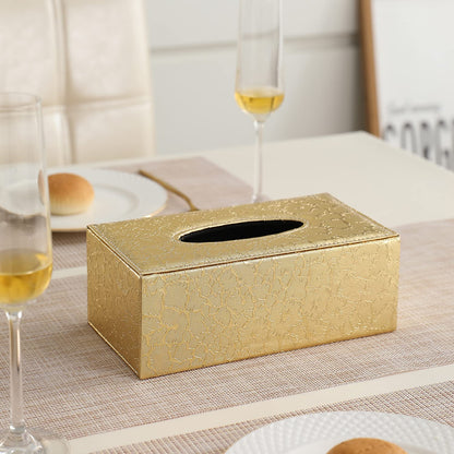 buy golden faux leather tissue holder | HOKIPO