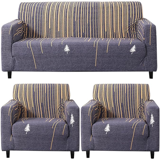 Elastic Stretchable Printed Sofa Cover, Midnight Blue Lines