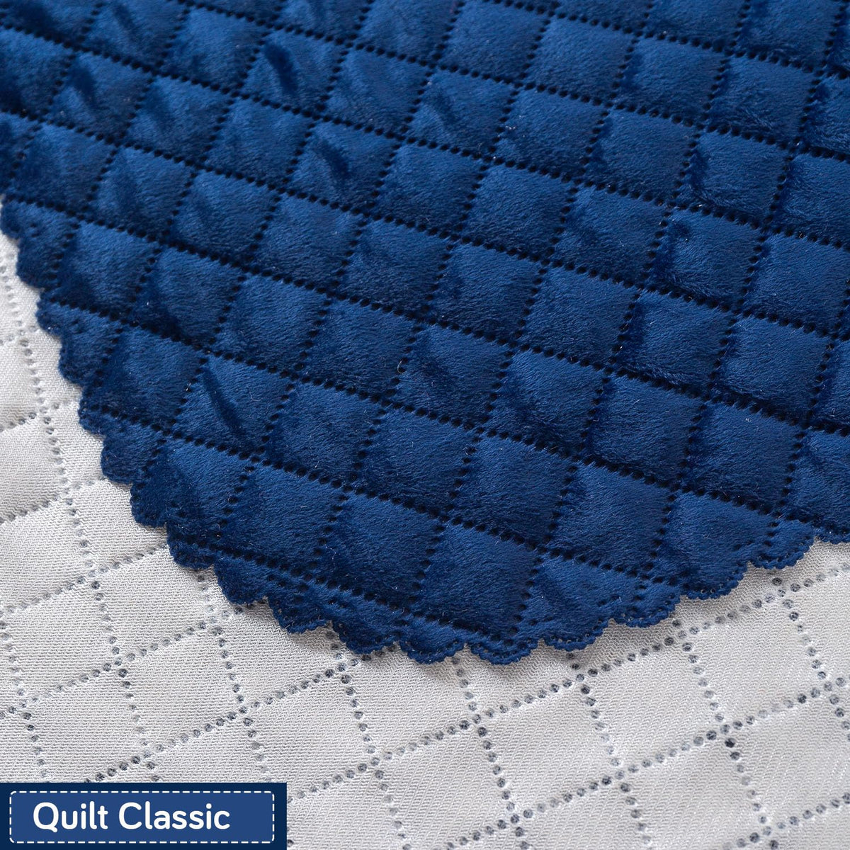 Quilt Classic 5-Seater Sofa Cover (3+1+1), Navy Blue