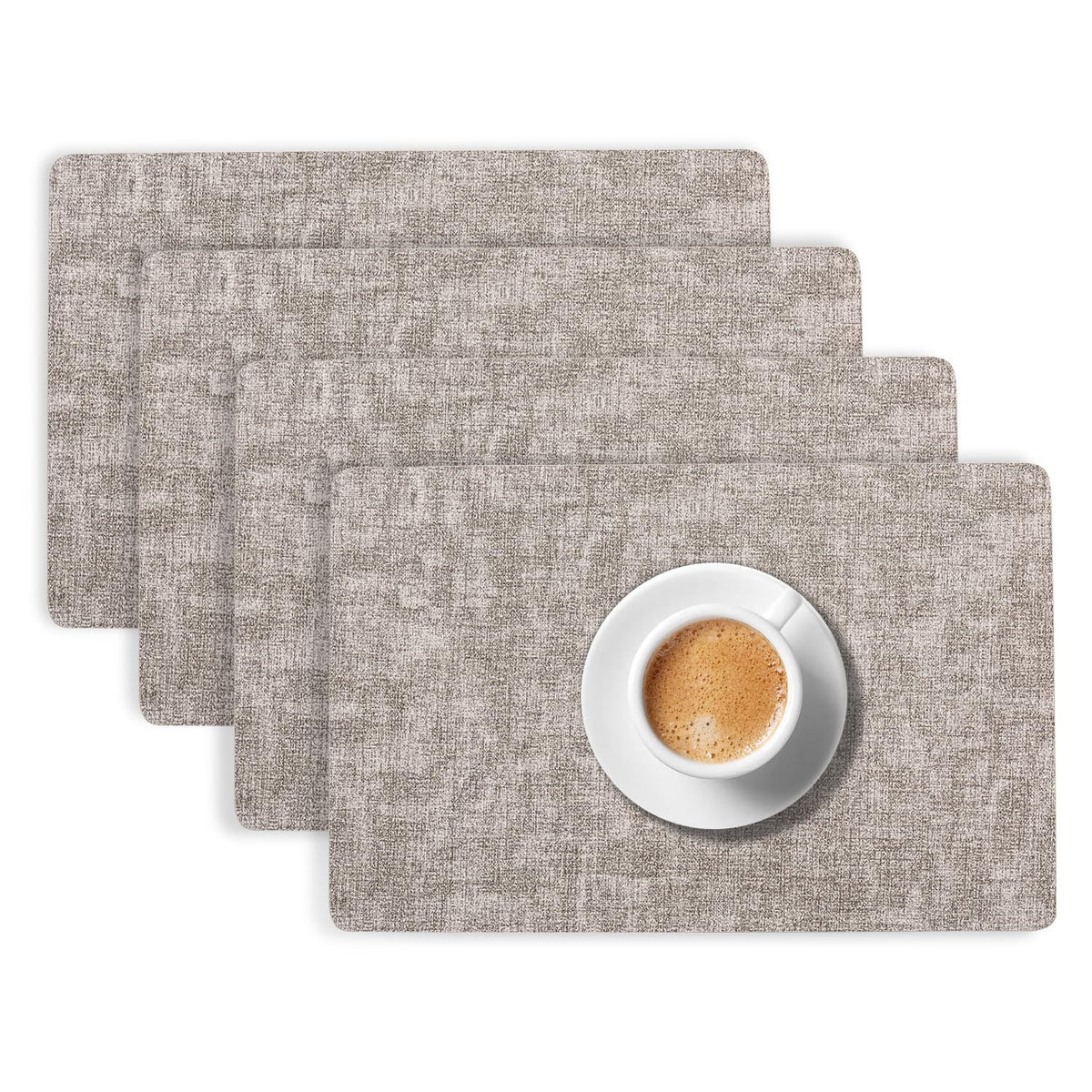 Modern Weaves Royal Luxe Faux Leather Mats for Dining Table - Fog Grey