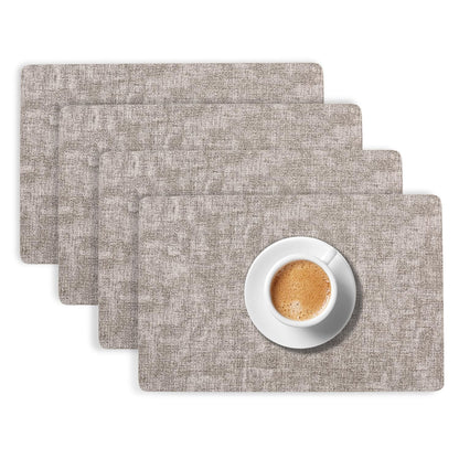 Modern Weaves Royal Luxe Faux Leather Mats for Dining Table - Fog Grey