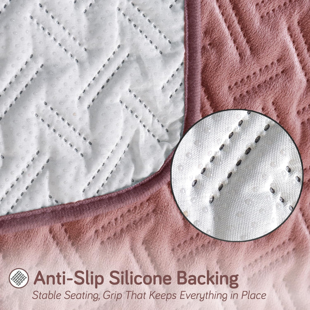 Premium Velvety Quilted Softline 5-Seater Sofa Cover (3+1+1), Dusty Rosepink
