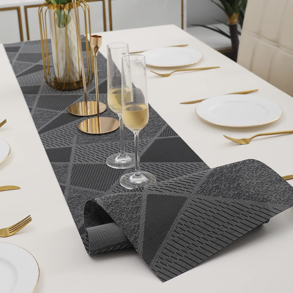 Buy Abstract Black Colour PVC Runner Mat | HOKIPO