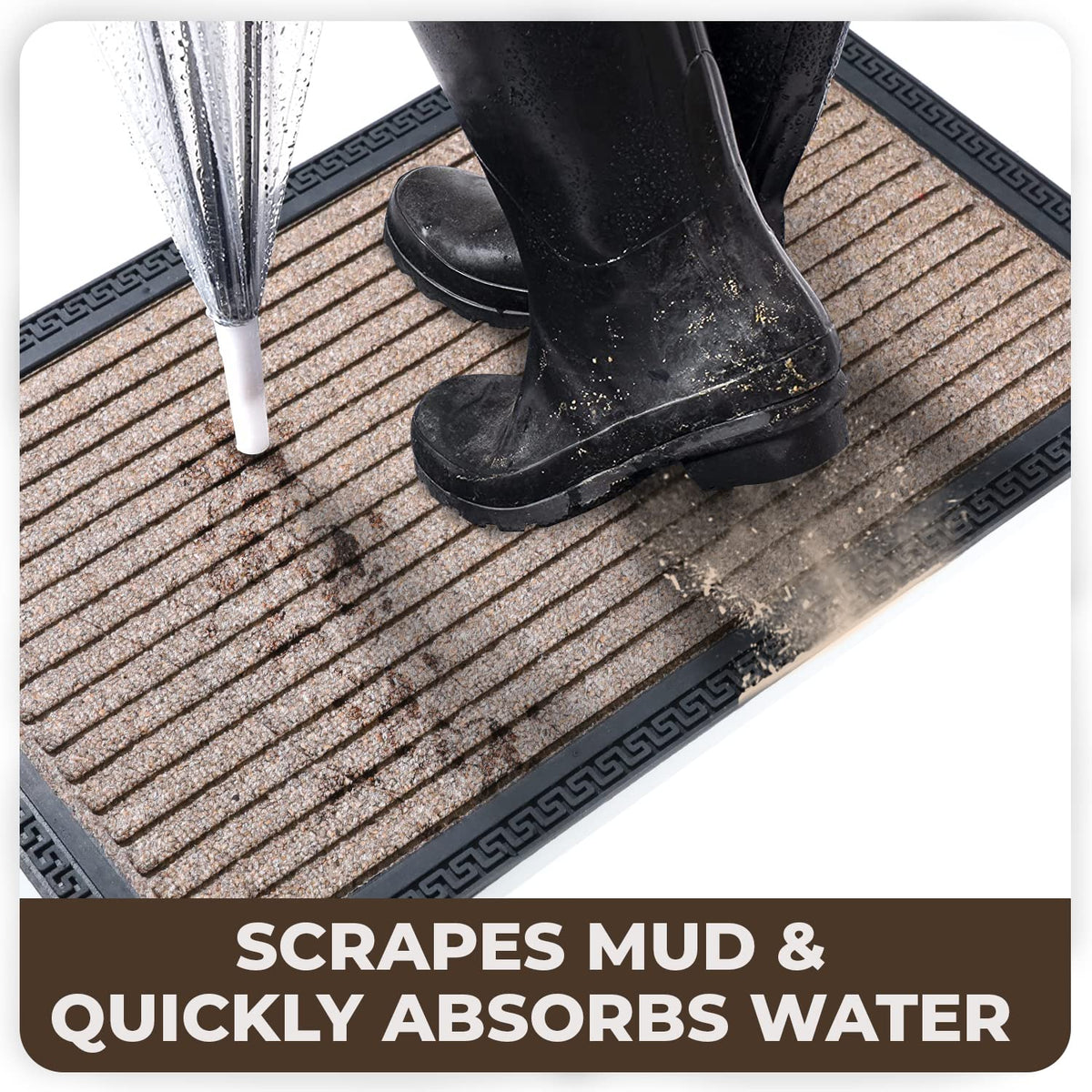 All Purpose Doormat with Rubber Backing, Thick mat for Outdoor and Indoor use, Brown